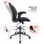 Chaise ergonomique ergonomique en similicuir à dossier moyen avec accoudoirs et repose-pieds, noir