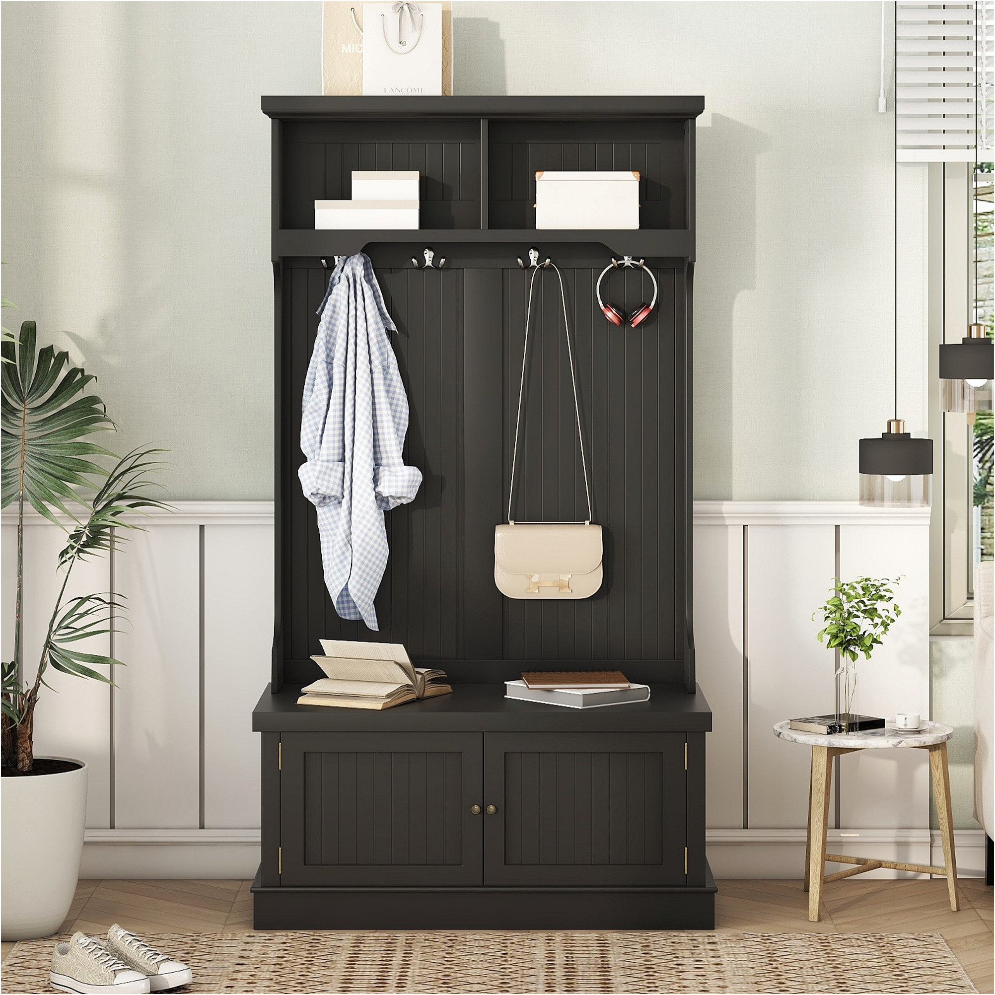 Lark Manor Hall Tree With Storage Shoe Bench For Entryway And Hallway ...