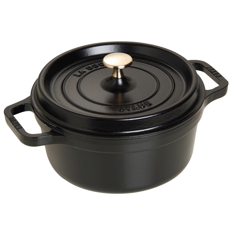 STAUB Round Cast Iron Cocotte, Black, 10cm