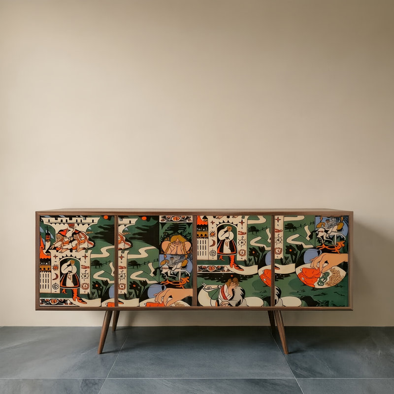 Buffet rétro avec rangement, Marron foncé