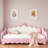Extending Upholstered Daybed With Led Lights And Crown Headboard-1418250643