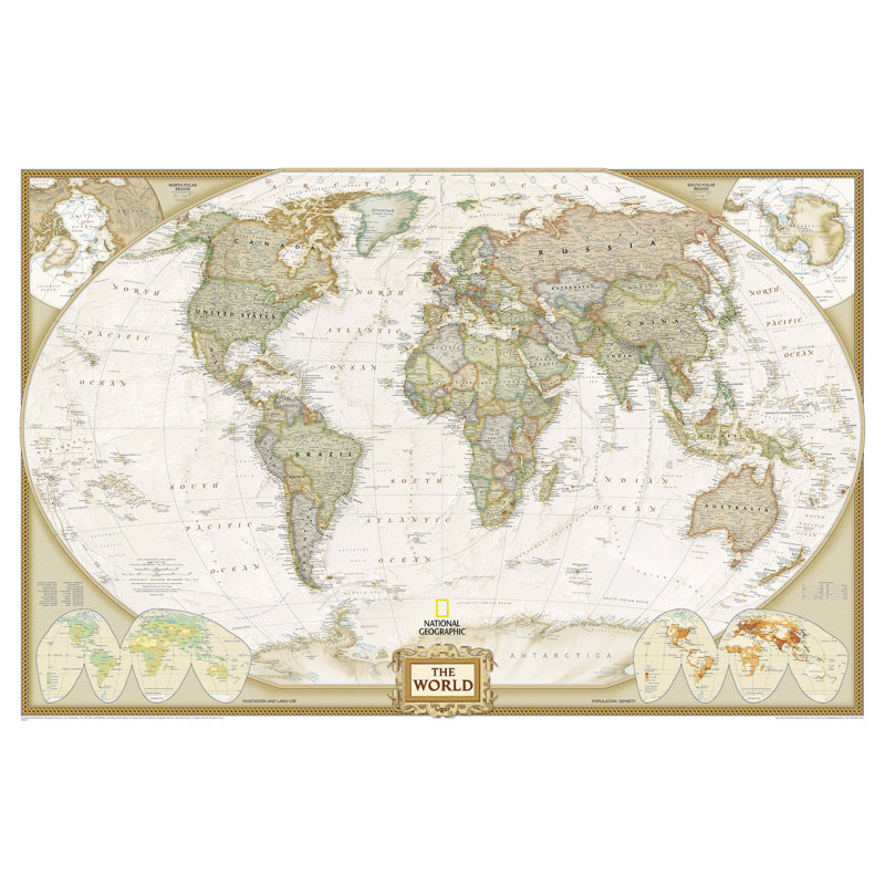 Carte murale World Executive, Standard (30 po x 46 po) - stratifié