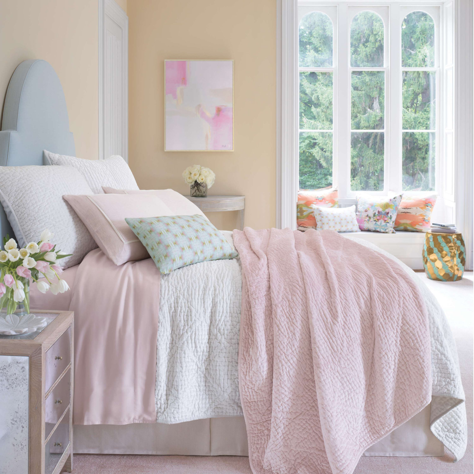Parisienne Velvet Quilt Set, Full/Queen Quilt, Slipper Pink