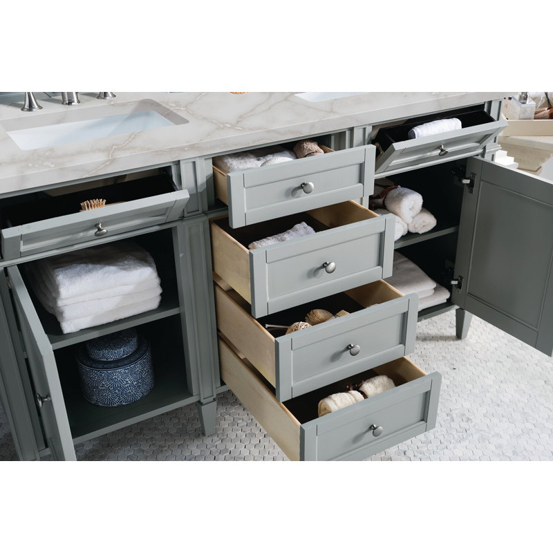 Brittany 60'' W Double Vanity, Victorian Silver, Urban Gray, 8" Widespread