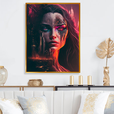 «Double Exposure Woman Portrait Sci-Fi II», reproduction sur toile