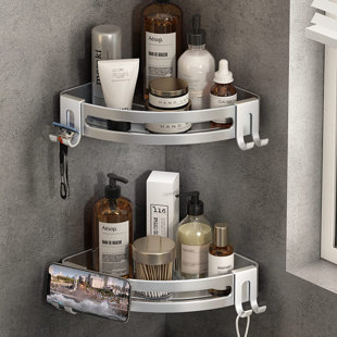Bathroom Black Shelf Aluminum Shower Caddy Corner Shelves Bath