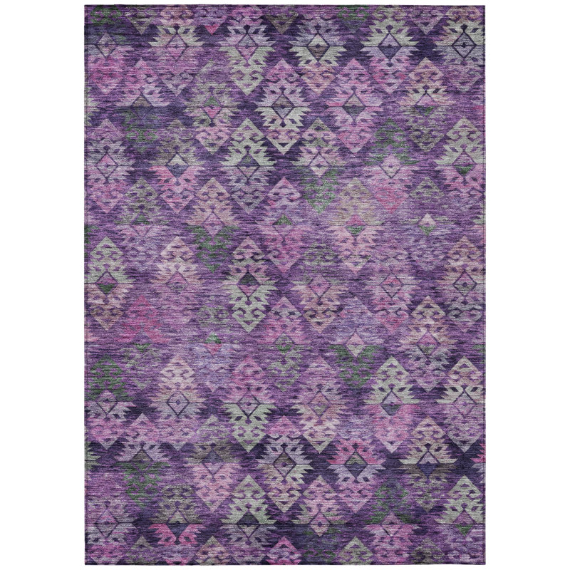 Tapis extérieur lavable aztèque 3 pi x 5 pi aubergine lavande