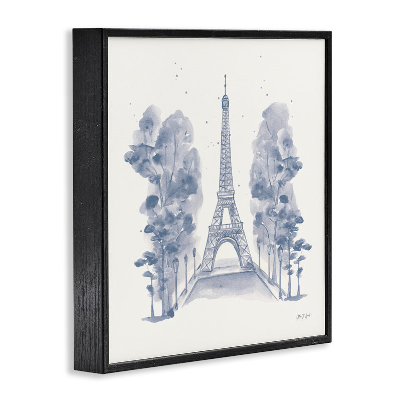  Art de la Giclée sur l'aquarelle par Eiffel, H 17 po x l 17 po, Giclée encadrée noir minuit