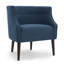 Fauteuil club décoratif, dossier courbé, capitonné, tissu bleu marine-121386561