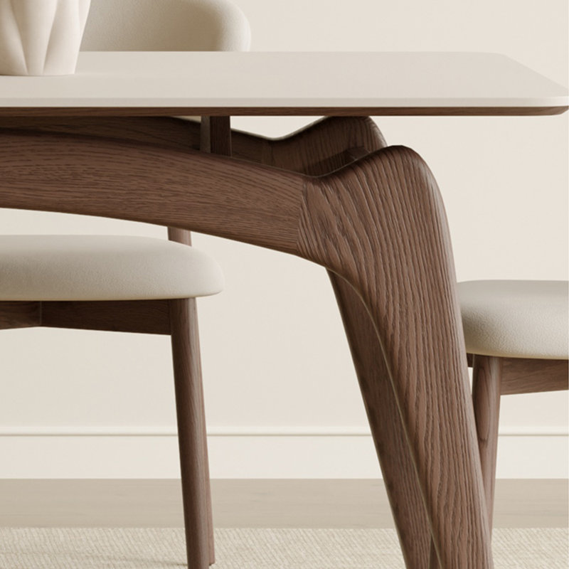 Modern White Oak Slate Dining Table Set, 29.5"H x 55.1"L x 31.5"W