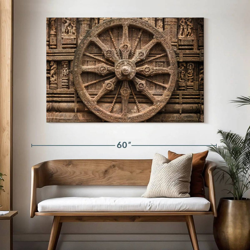 Senne rétro en bois sculpté, H 34 po x l 51 po