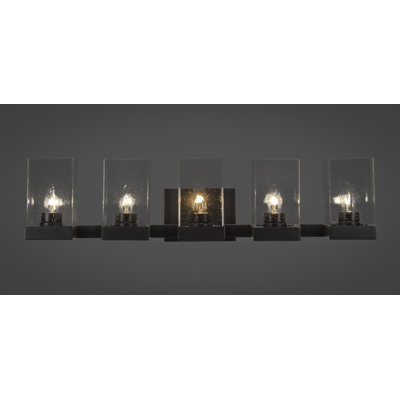 Karson 5 Light Bath Bar Shown In Espresso Finish With 4" Square Glass