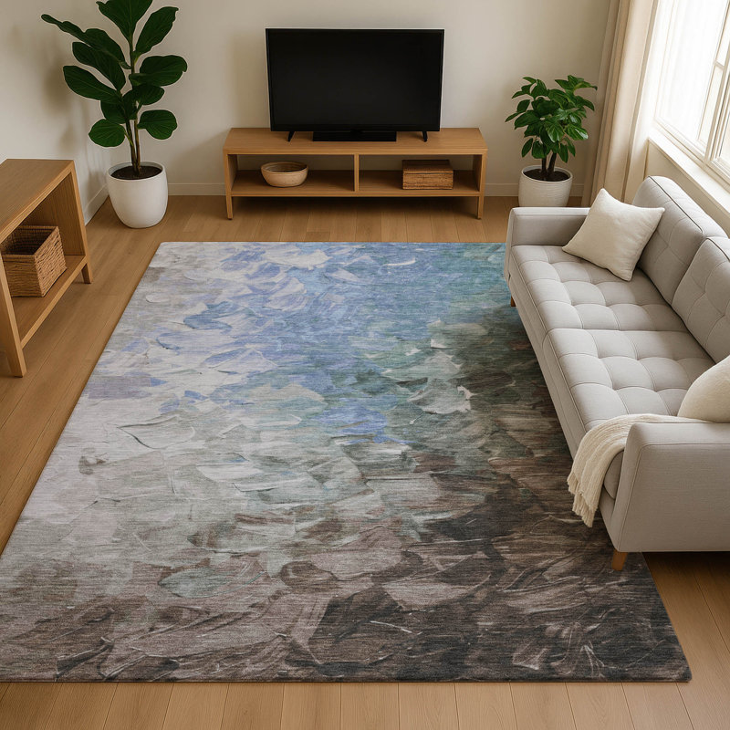 Tapis abstrait lavable à la machine Premium Slesnick AMF1674, Rectangle 2 pi 6 po x 3 pi 10 po