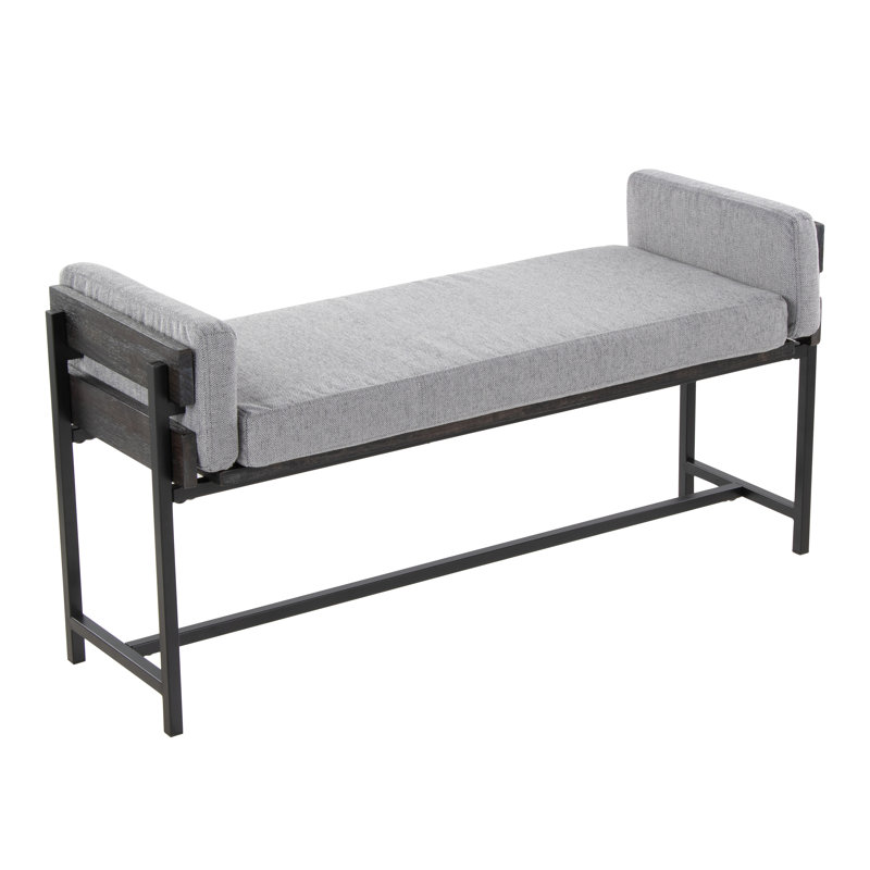 Kari Polyester Blend Upholstered Bench, Light Grey/Grey