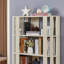 Bibliothèque ovale en bois ouverte, bibliothèque autoportante à cadre en panneau de fibres à densité moyenne, support de rangement à 5 niveaux facile à assembler pour le salon, décoration de bureau à domicile