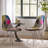 Patchwork Accent Chair With Chromed Legs And Geometric Pattern, Set Of 2