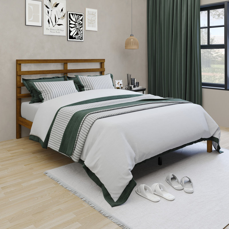 Aaheli Solid Wood Panel Bed, Brown, Queen
