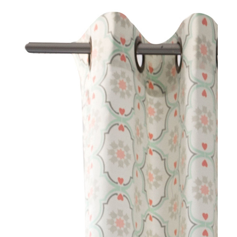 Hanna Eyelet Room Darkening Single Curtain, Light grey/Turquoise