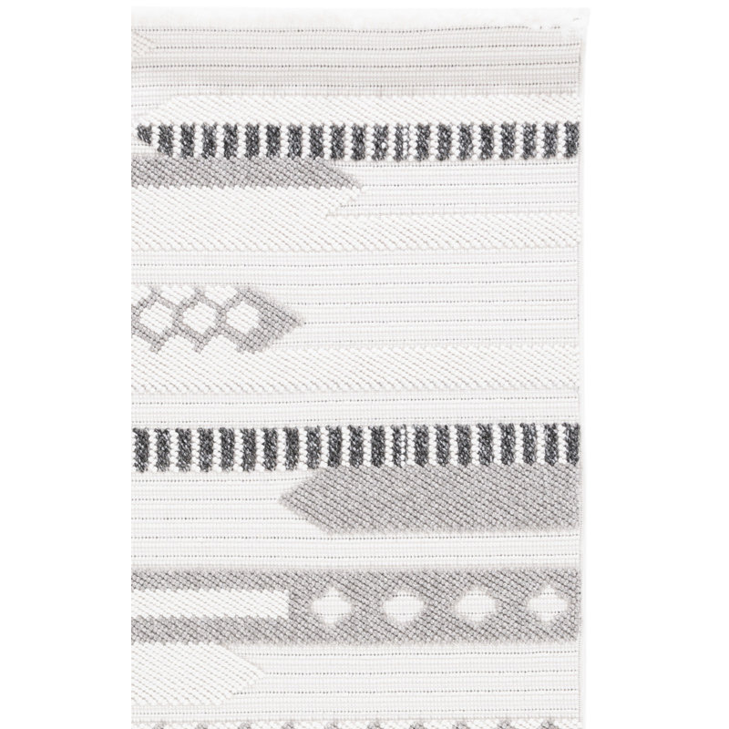 Tapis gris tissé à la machine à motif géométrique, Rectangle 9 pi x 12 pi