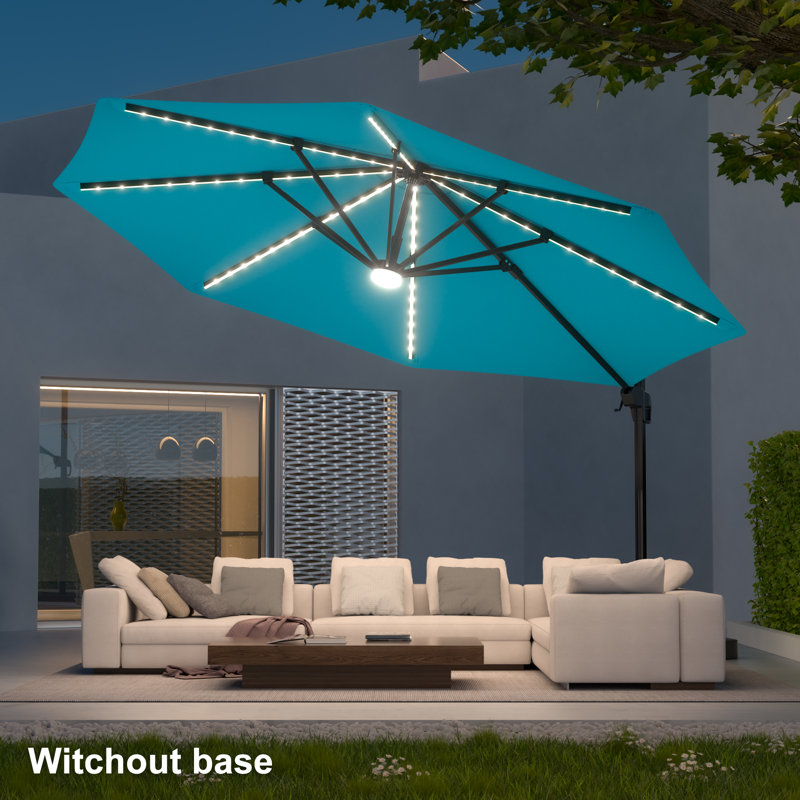 Parasol solaire en porte-à-faux à DEL 11 pi Beveridge, Bleu lac