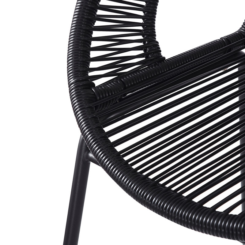 Ensemble de 2 tabourets de bar d'extérieur en osier, Noir, noir, noir, noir