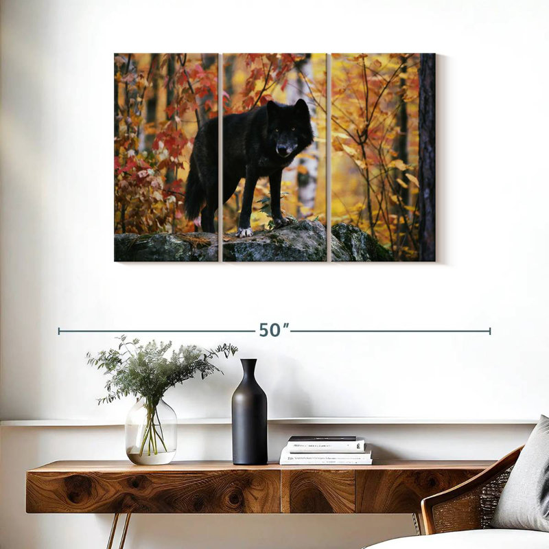 Loup noir d'automne, H 24 po x l 38 po