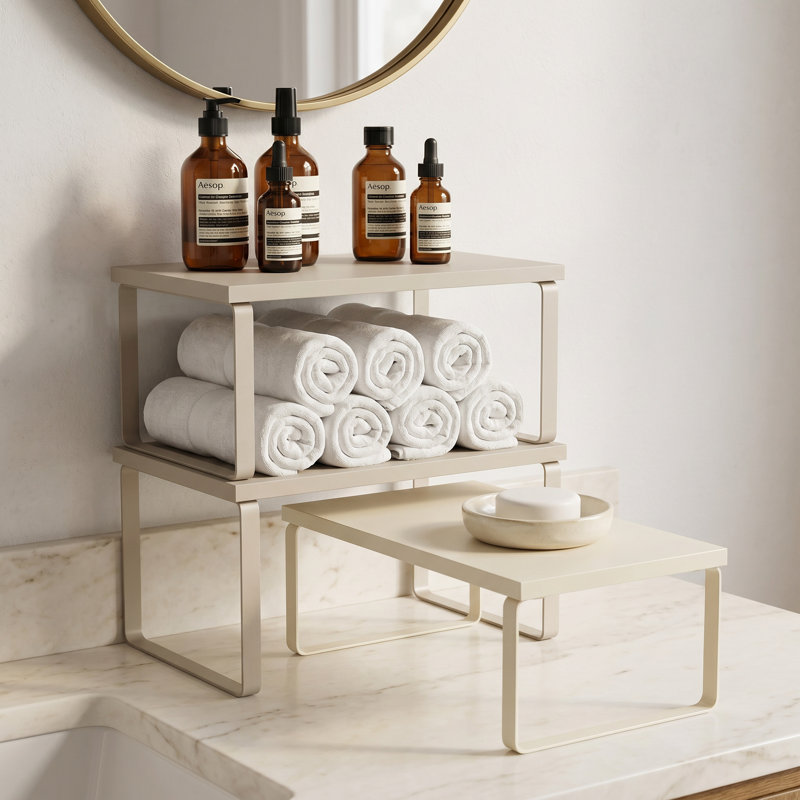 Ensemble de 3 tablettes de rangement pour armoire de cuisine, étagère à épices et rangement pour cuisine, beige sable