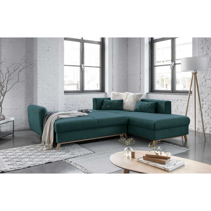 Scandic Lagom 6 Seater Sofa Bed, Turquoise, Right facing
