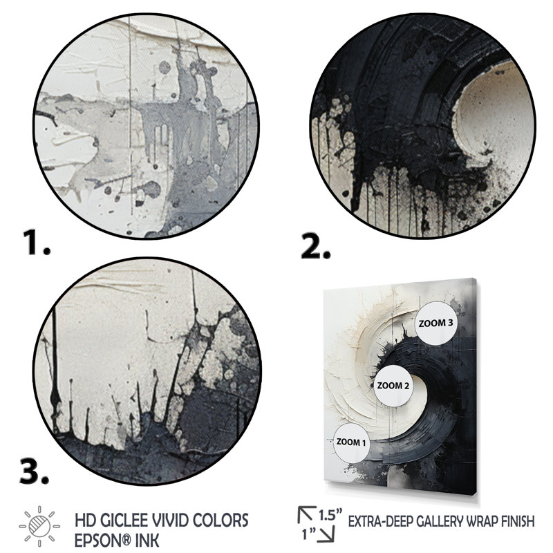 Contrasting Harmony I - Abstract Spirals Canvas Wall Art, 32" H x 24" W x 1" D, Gold Floater Framed