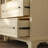 Elegant Display Cabinet With 3 Open Shelves & 2 Carved Drawers