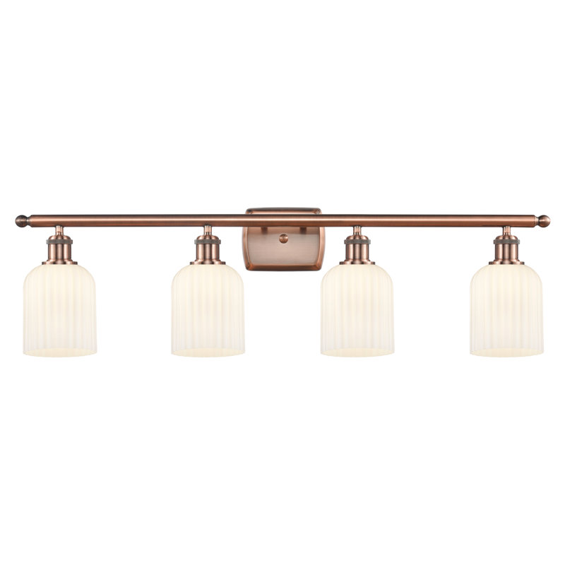 Fiennes 4 - Light Dimmable Vanity Light, Antique Copper, Gloss White