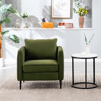 Chaise d'appoint en velours de conception moderne avec 1 coussin et une structure en bois pour bureau de style Mid-Century avec coussins rembourrés en L