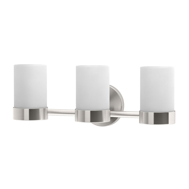 Glam 3-Light Vanity Light | Wall Mount Triple Sconce Lighting Fixture with Frosted Shades, Satin Nickel