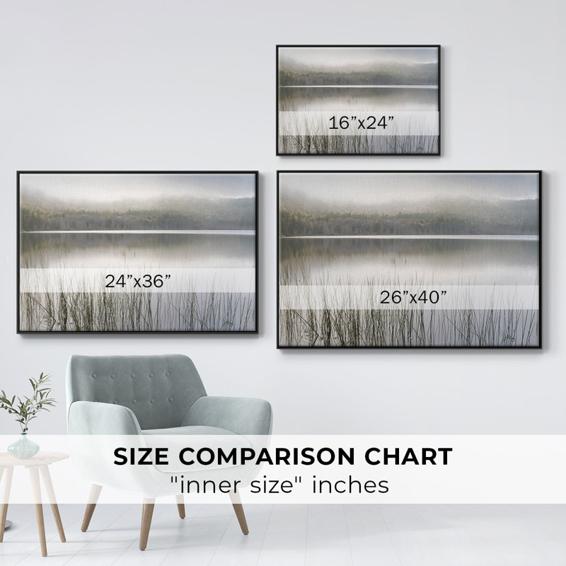 «Lake Fog», reproduction sur toile, H 25 po x l 37 po x P 2 po, Noir