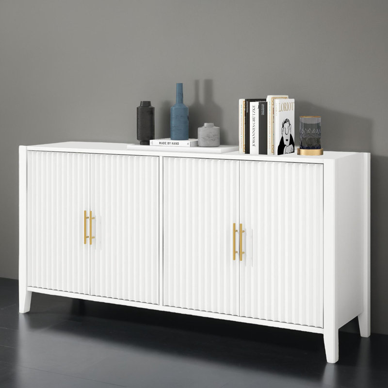 63" Kitchen Storage Sideboard Buffet Cabinet Console Table, White