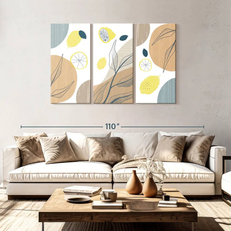Yarlin Boho Botanical Lemons, 48" H x 74" W