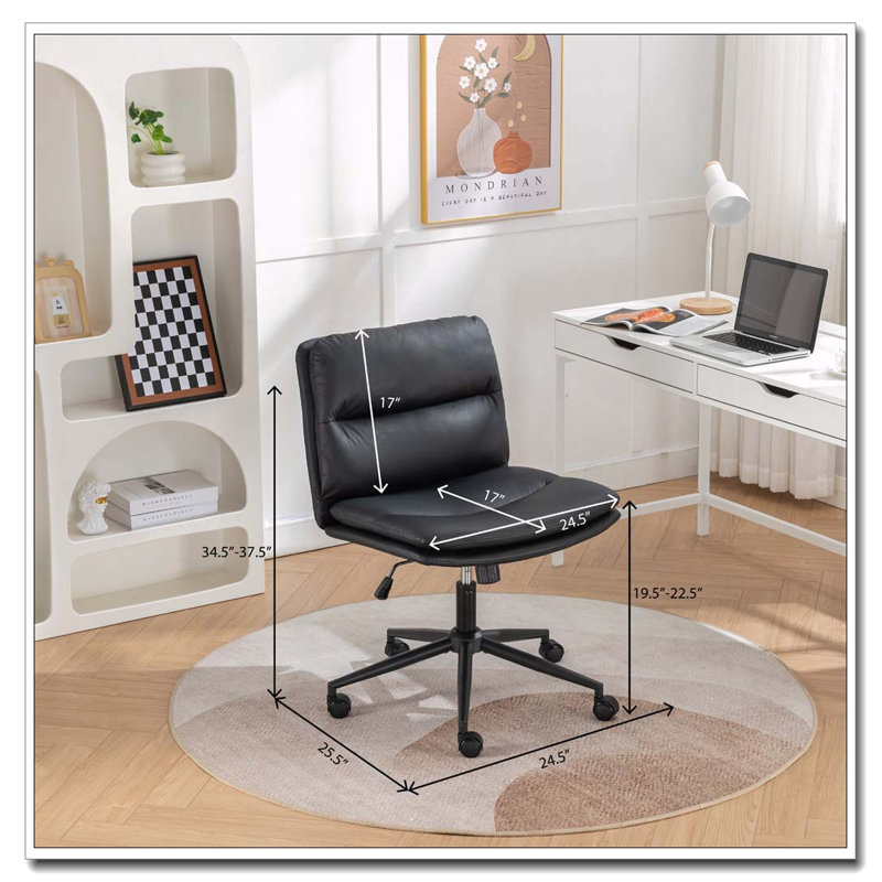 Bizerte Adjustable Swivel Criss-Cross Chair,Wide Seat/ Office Chair /Vanity Chair,Black, Black