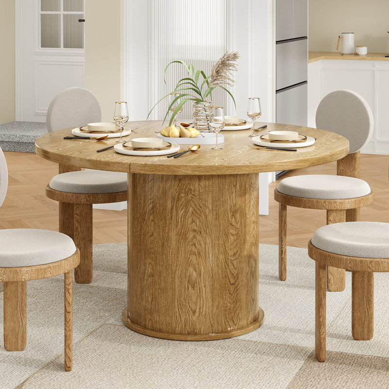 43.3'' Round Pedestal Dining Table, Walnut