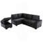 Canapé-lit modulaire en forme de L, canapé-lit d'angle avec repose-pieds avec rangement et accoudoirs cachés et charge USB pour le salon, noir-625918750