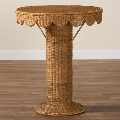 Charlieanne Bohemian Light Honey Rattan Scalloped Accent Table by Bayou Breeze