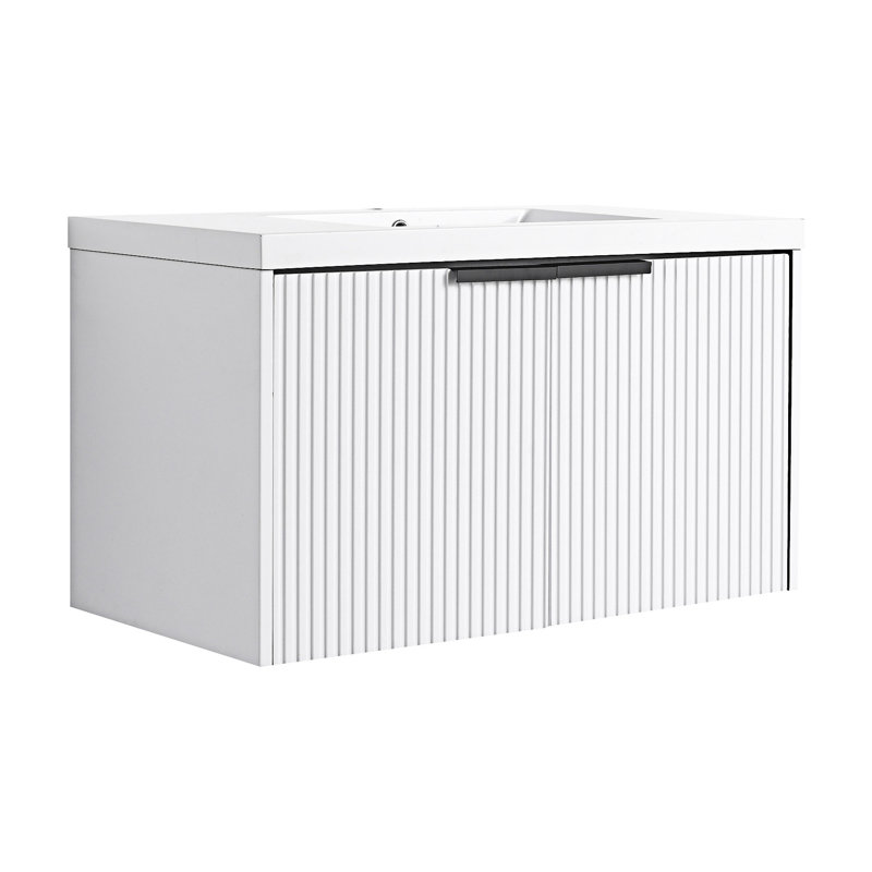 Meuble-lavabo mural avec lavabo en résine, Blanc