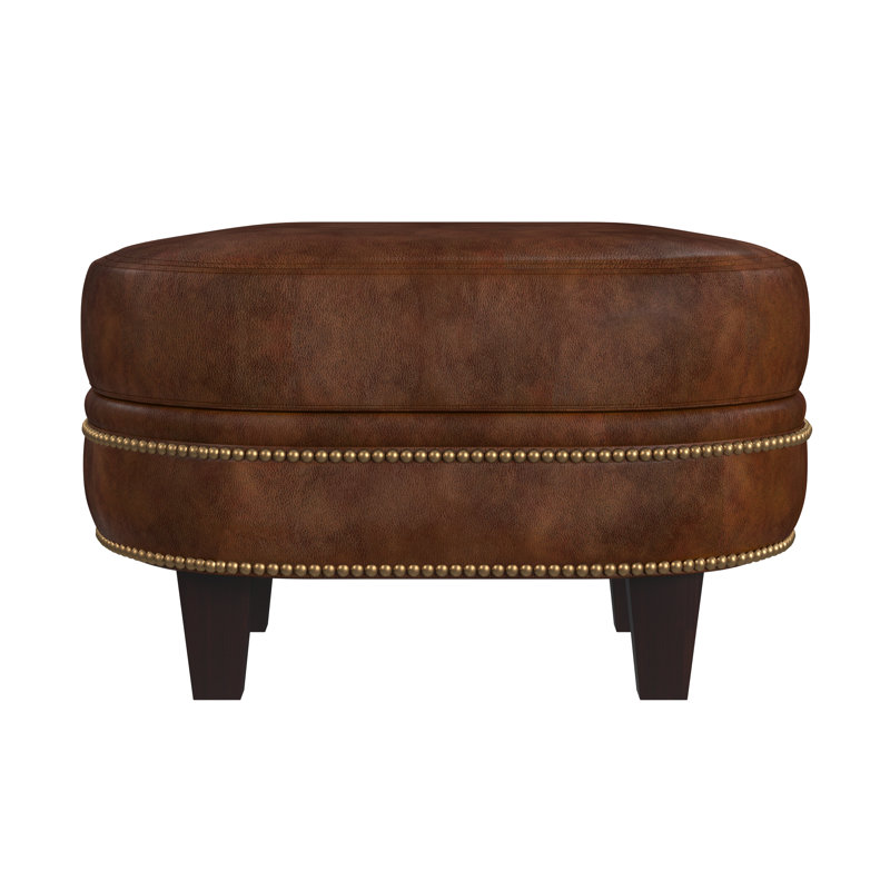 Richardson Oval Ottoman, Natural Brass with Turned Leg