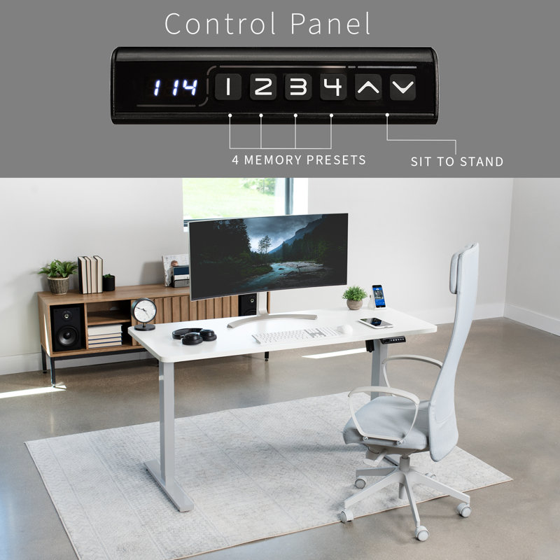 White and Black Adjustable Height Electric Standing Desk