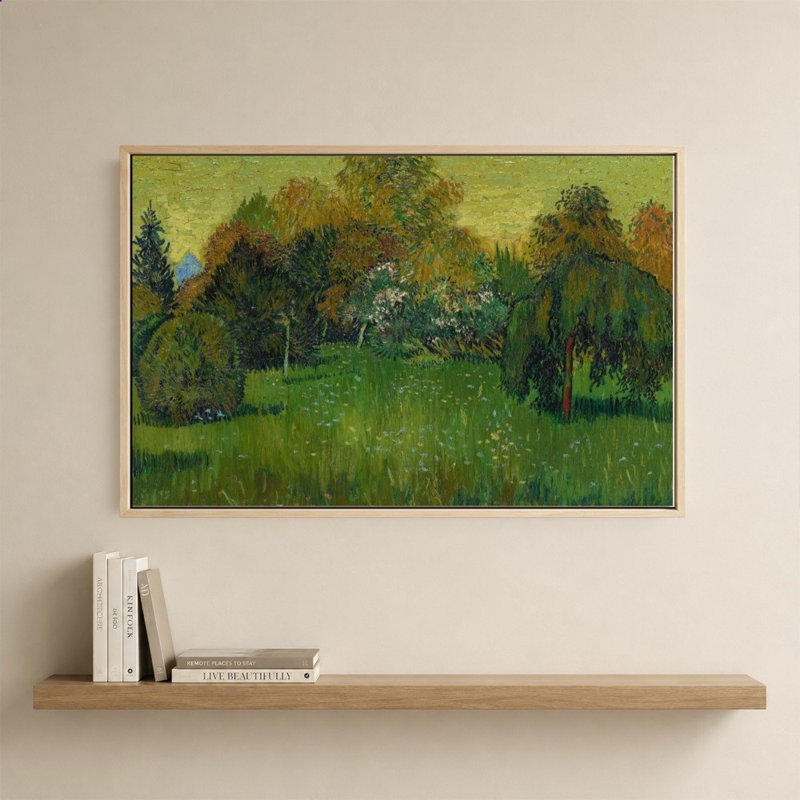 «The Poet's Garden» par Vincent Van Gogh - impression sur toile, 37 po x 25 po / cadre plat / bouleau