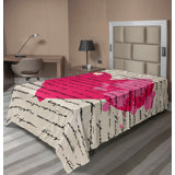 Ambesonne Antique Top Flat Sheet Love Words Handwriting Beige Magenta
