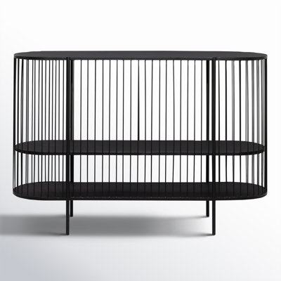 Sobro Black Metal Narrow Birdcage Style 2 Shelf Console Table 48" x 14" x 34"