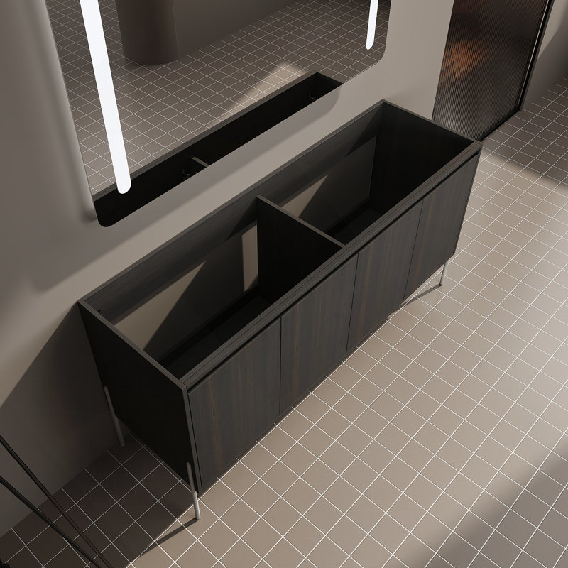 Meuble-lavabo de salle de bain autoportant avec portes à fermeture douce (ensemble KD) - sans le lavabo