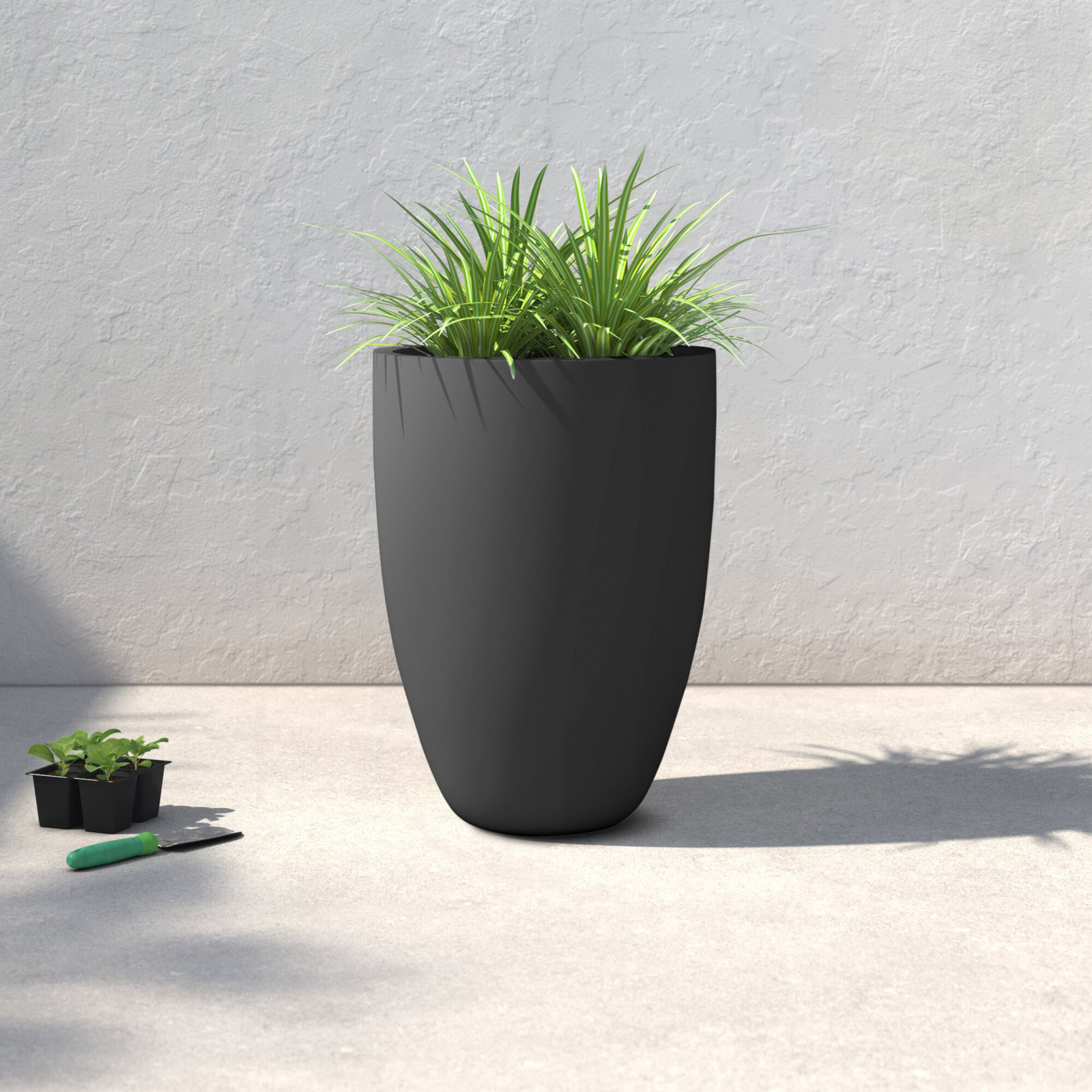 Elbe Pot Planter, 28" H x 20.5" W x 20.5" D, Black