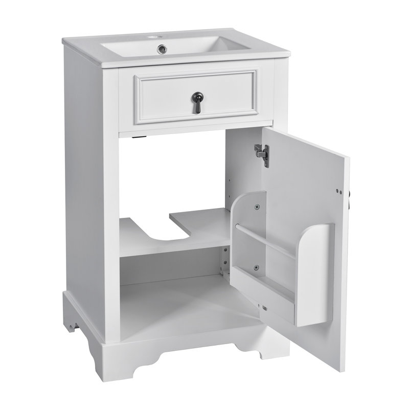 Meuble-lavabo élégant avec des caractéristiques fonctionnelles pour une salle de bain pratique, Blanc