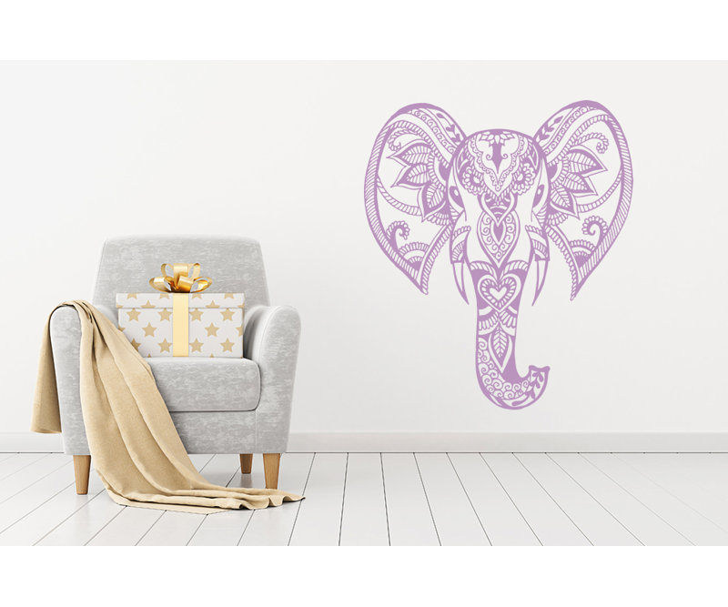 Décalcomanie murale éléphant mehndi Yatton, Lilas